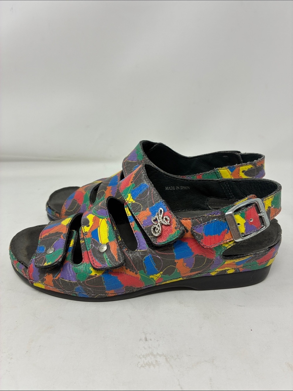 HELLE COMFORT Thandie Multicolor Leather Sandals Womens Size 37 EU / 7M